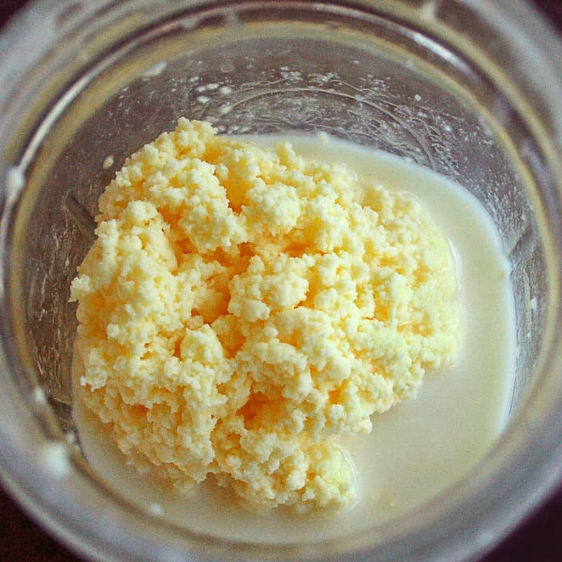 Butter and buttermilk, after churning