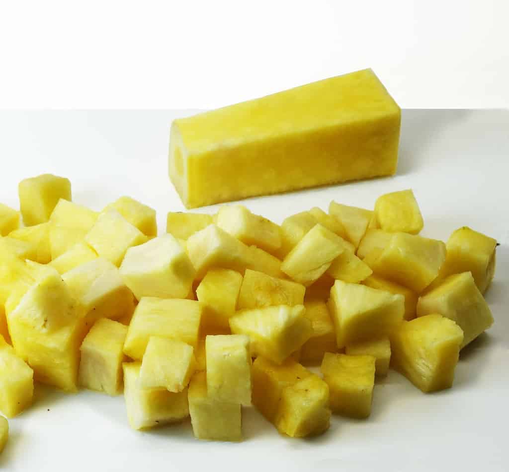4 pineapple cut off core and cubed