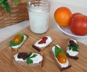 Strained goat milk yogurt makes a terrific savoury spread